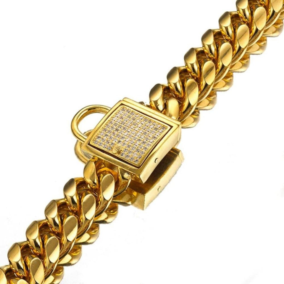 Gold Dog Chain Collar Miami Curb Link